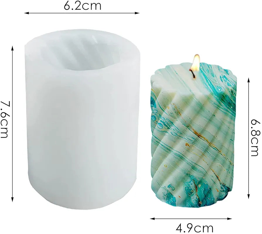 3D Spiral Cylinder Silicone Candle Mould | Pillar Candle Making Mold