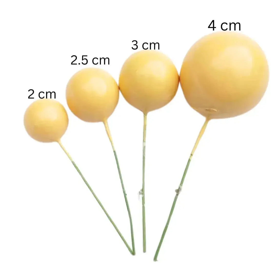 Yellow Faux Ball Cake Topper - Pack of 20 Pieces