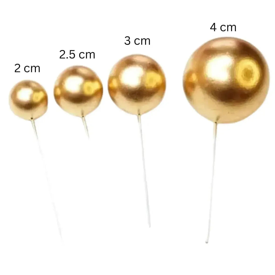 Golden Faux Ball Cake Topper - Pack of 20 Pieces