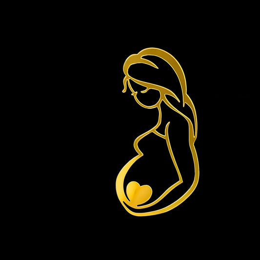 Pregnant Woman Baby Shower Acrylic Cutout Cake Topper – Elegant Gold  Design
