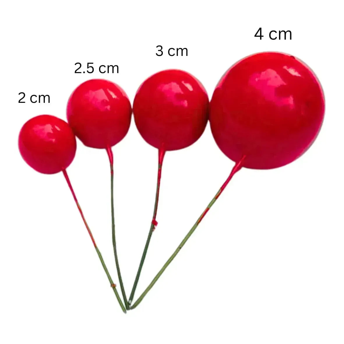 Red Faux Ball Cake Topper - Pack of 20 Pieces