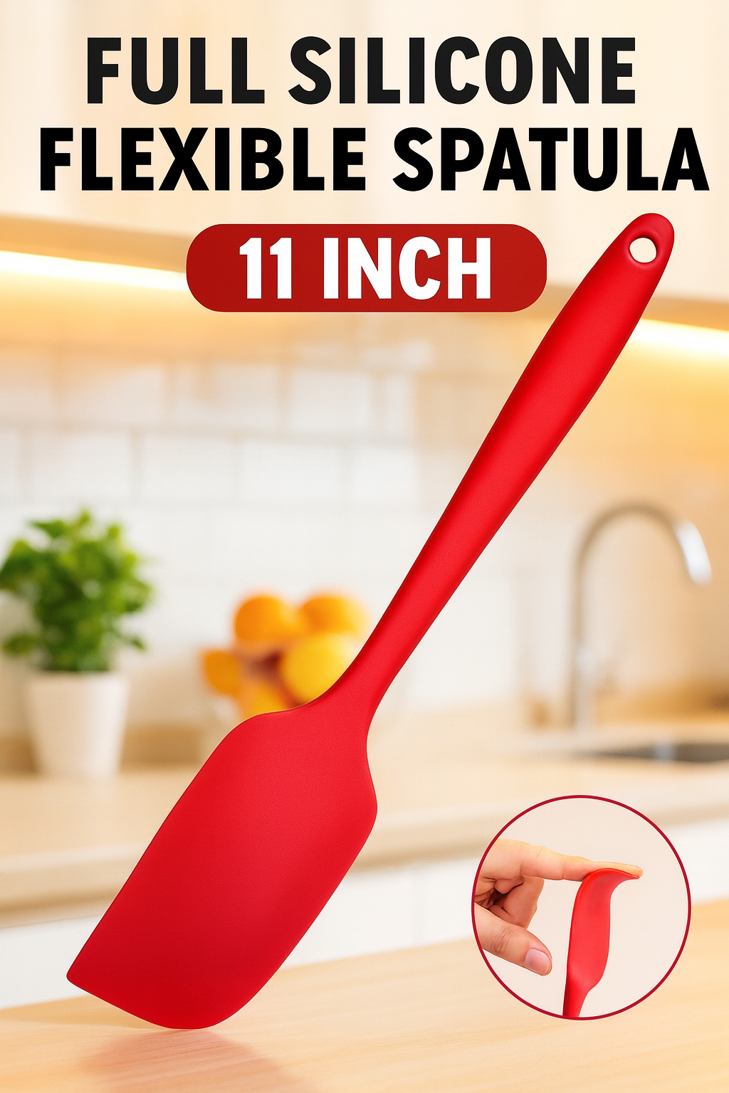 Heavy Duty 11 Inch Silicone Spatula – Baking, Mixing, Cooking Essential.