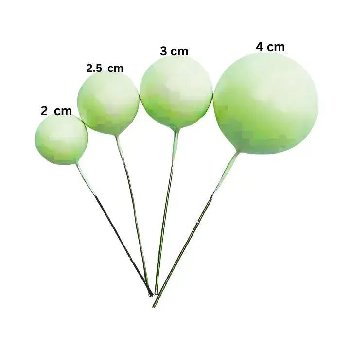 Light Green Faux Ball Toppers Pack of 20 Pcs (Mix