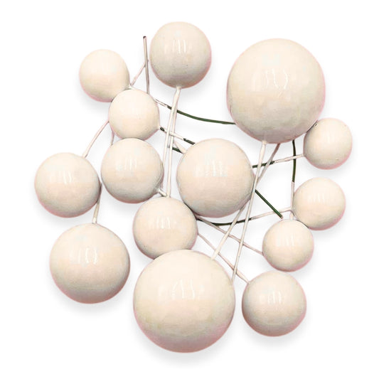 Off-White Faux Ball Cake Topper (20 pcs) | For Cake Decoration