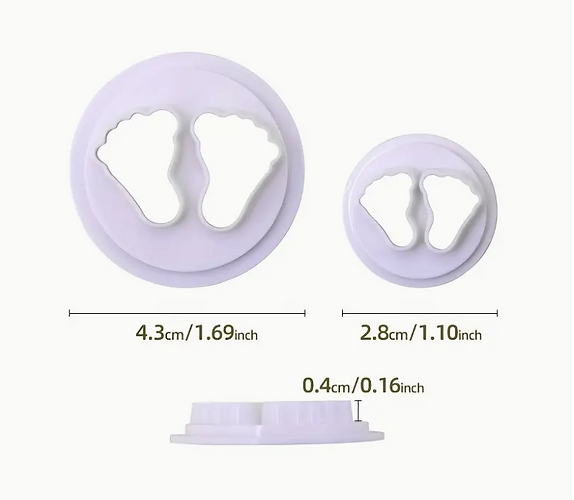 2 Pcs Baby Feet Fondant Cutter Set – Plunger Cookie Cutters for Fondant, Gum Paste & Baking Decoration