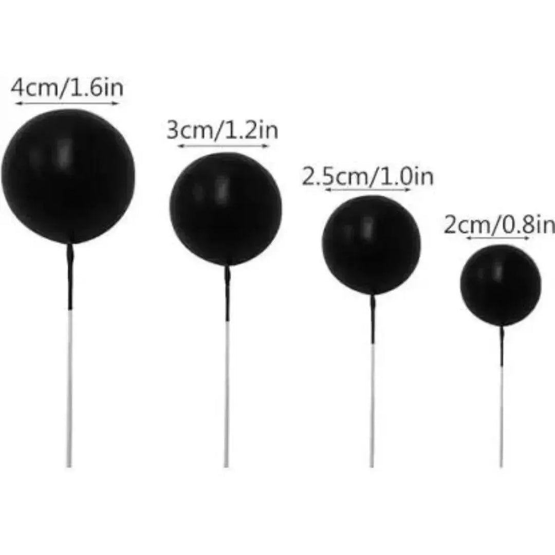 Black Faux Ball Cake Topper - Pack of 20 Pieces