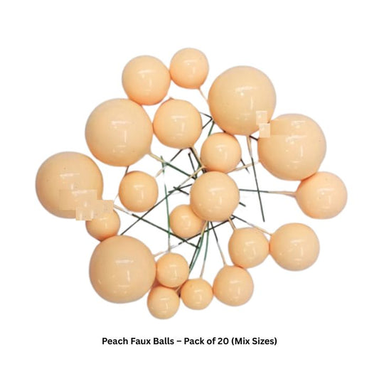 Peach Faux Balls – Pack of 20 (Mix Sizes)