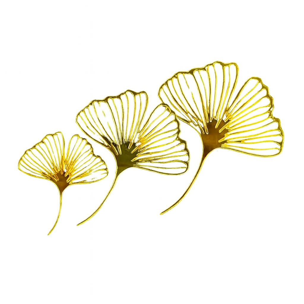 Golden Ginkgo Leaf Acrylic Cake Toppers – Set of 3 Elegant Pieces for Cakes & Events