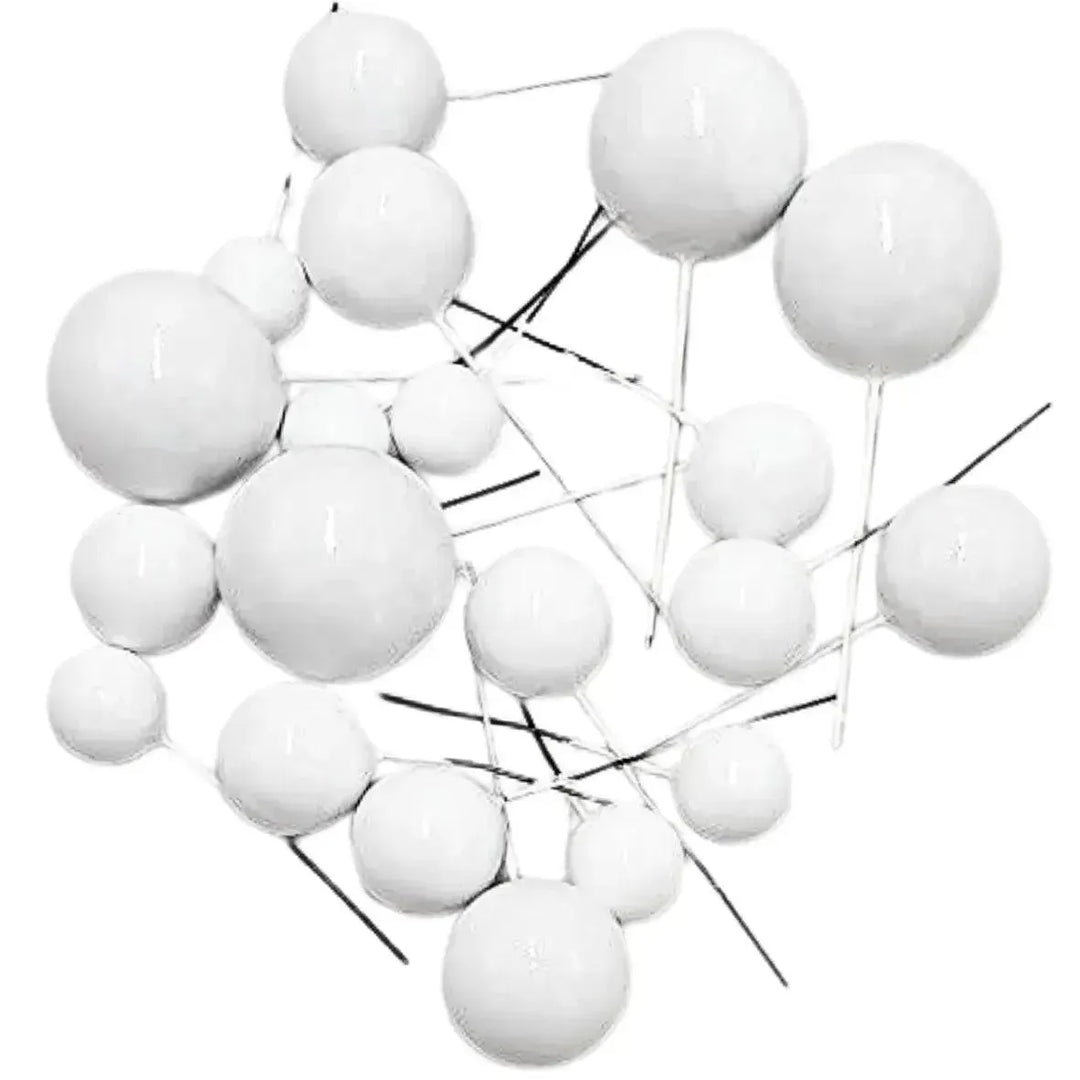 White Faux Ball Cake Topper - Pack of 20 Pieces
