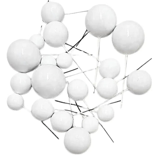 White Faux Ball Cake Topper - Pack of 20 Pieces