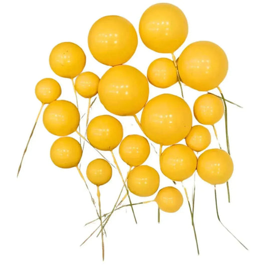 Yellow Faux Ball Cake Topper - Pack of 20 Pieces
