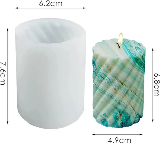 3D Spiral Cylinder Silicone Candle Mould | Pillar Candle Making Mold