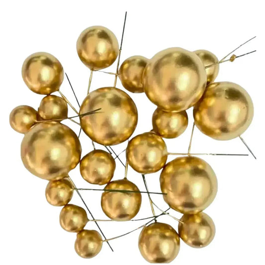 Golden Faux Ball Cake Topper - Pack of 20 Pieces