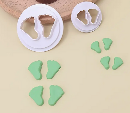 2 Pcs Baby Feet Fondant Cutter Set – Plunger Cookie Cutters for Fondant, Gum Paste & Baking Decoration