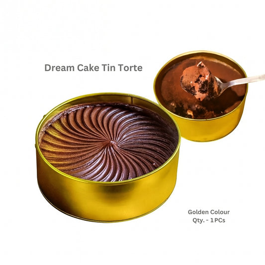 Dream Cake Tin Torte – Gold Color Round Cake Box | 5.5 x 2.5 Inch | 1 Pc