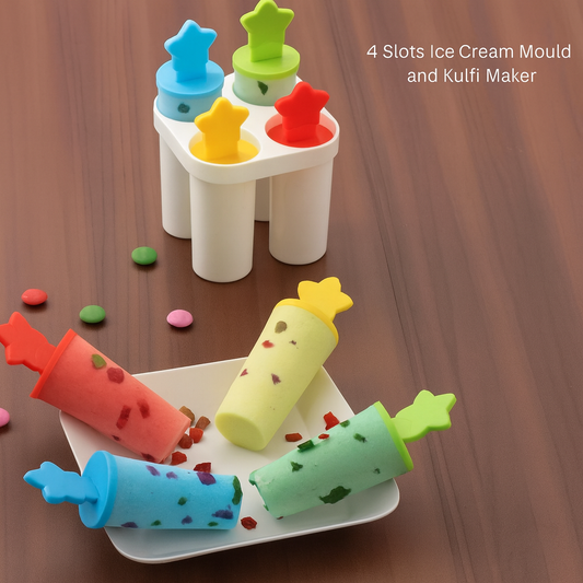 4 Cavity Popsicle Kulfi Ice Cream Maker Mould – Multicolor Reusable Set