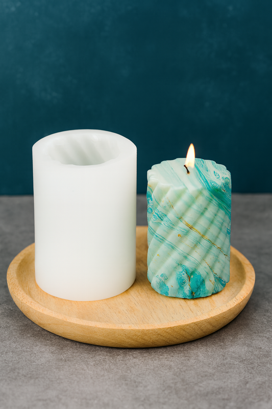 3D Spiral Cylinder Silicone Candle Mould | Pillar Candle Making Mold