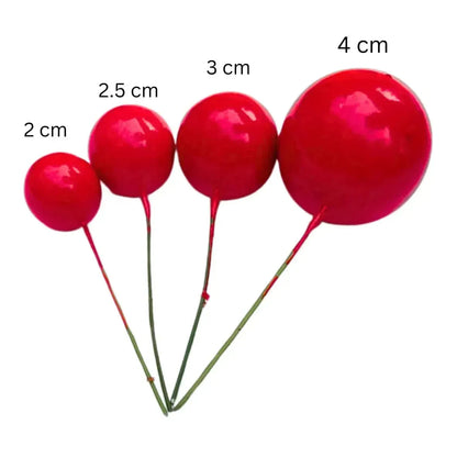 Red Faux Ball Cake Topper - Pack of 20 Pieces