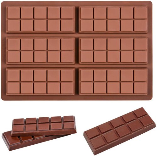 6-Cavity Rectangular Chocolate Bar Silicon Chocolate Mould