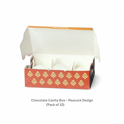 Chocolate Cavity Box – Elegant Peacock Design | Pack of 12