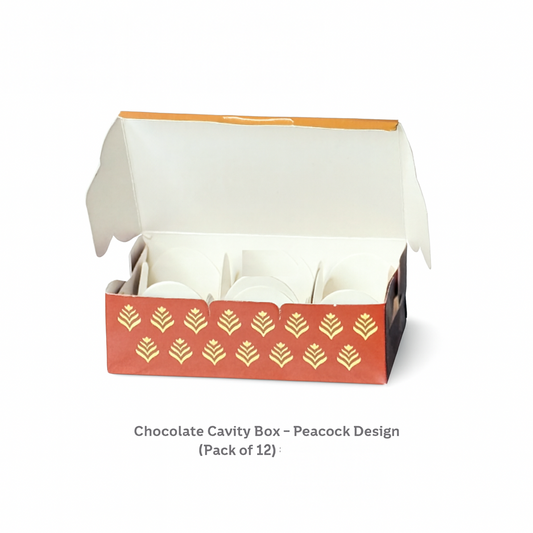 Chocolate Cavity Box – Elegant Peacock Design | Pack of 12
