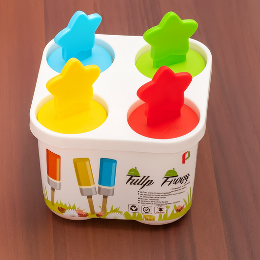 4 Cavity Popsicle Kulfi Ice Cream Maker Mould – Multicolor Reusable Set
