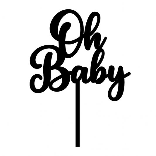 Black Acrylic "Oh Baby" Cake Topper – Elegant Decoration for Baby Showers & Celebrations