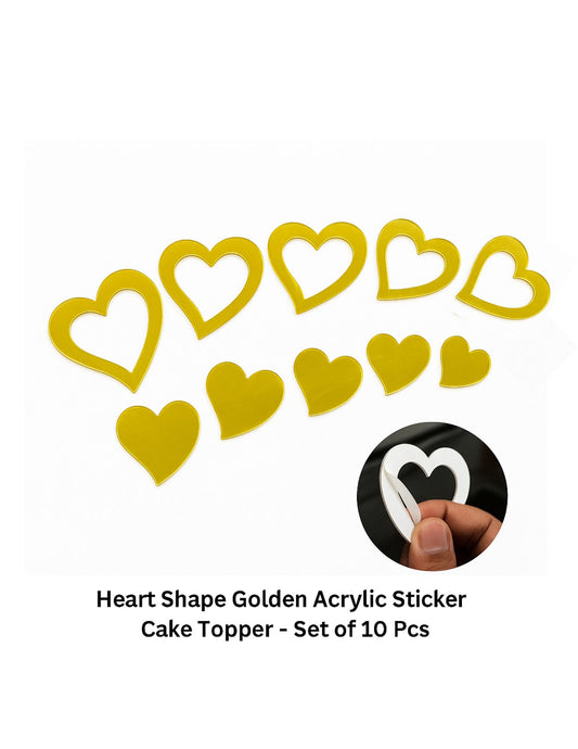 Golden Heart Acrylic Cake Toppers – Pack of 10