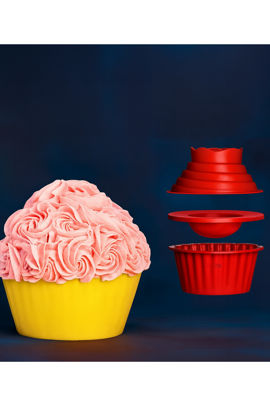 Big Cupcake Mould | 3-Piece Silicone Piñata Cake Mold Set | Giant Cupcake & Surprise Cake Maker
