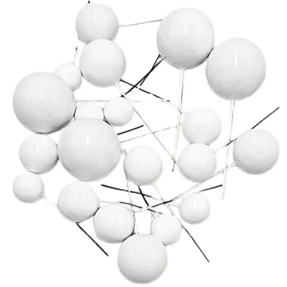 White Faux Ball Cake Topper - Pack of 20 Pieces