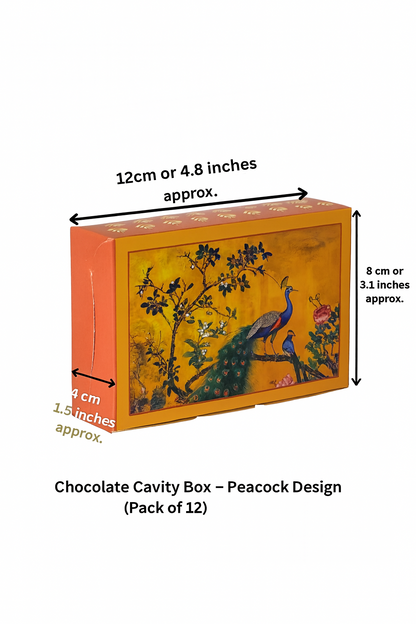Chocolate Cavity Box – Elegant Peacock Design | Pack of 12